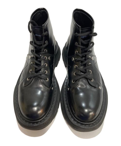 ALEXANDER McQUEEN（アレキサンダーマックイーン）ALEXANDER McQUEEN　 (アレキサンダーマックイーン) レースアップレザーブーツ ブラック サイズ:38の古着・服飾アイテム