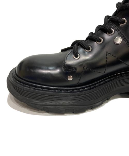 ALEXANDER McQUEEN（アレキサンダーマックイーン）ALEXANDER McQUEEN　 (アレキサンダーマックイーン) レースアップレザーブーツ ブラック サイズ:38の古着・服飾アイテム