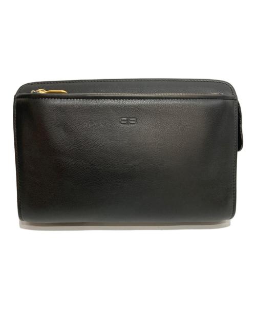 BALENCIAGA（バレンシアガ）BALENCIAGA (バレンシアガ) ACE (エース) BBロゴ型押しクラッチバッグ ブラックの古着・服飾アイテム