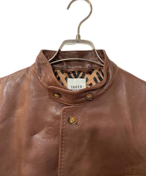 TAKEO KIKUCHI（タケオキクチ）TAKEO KIKUCHI (タケオキクチ) スタンドカラーレザージャケット ブラウン サイズ:2の古着・服飾アイテム