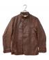 TAKEO KIKUCHI（タケオキクチ）の古着「スタンドカラーレザージャケット」｜ブラウン