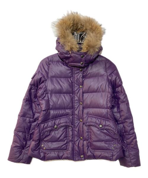 BURBERRY BLUE LABEL（バーバリー ブルー レーベル）BURBERRY BLUE LABEL (バーバリー ブルー レーベル) ファーフードダウンジャケット パープル サイズ:38の古着・服飾アイテム