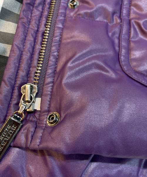 BURBERRY BLUE LABEL（バーバリー ブルー レーベル）BURBERRY BLUE LABEL (バーバリー ブルー レーベル) ファーフードダウンジャケット パープル サイズ:38の古着・服飾アイテム