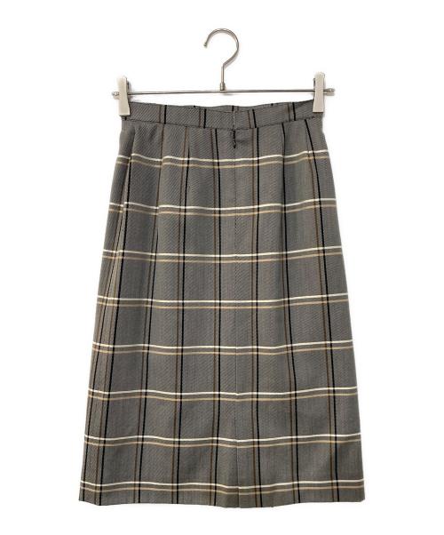 Burberry's（バーバリーズ）Burberry's (バーバリーズ) ウールシルク チェック ノーカラセットアップ グレー サイズ:7ARの古着・服飾アイテム
