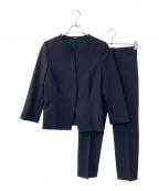 PLSTプラステ）の古着「ウォームリザーブカラーレスセットアップ」｜ネイビー