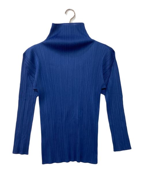 ISSEY MIYAKE（イッセイミヤケ）ISSEY MIYAKE (イッセイミヤケ) ハイネックプリーツカットソー ブルー サイズ:Mの古着・服飾アイテム