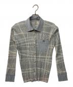 PLEATS PLEASEプリーツプリーズ）の古着「チェックプリーツシャツ」｜グレー