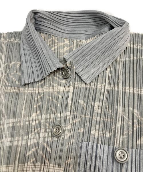 PLEATS PLEASE（プリーツプリーズ）PLEATS PLEASE (プリーツプリーズ) チェックプリーツシャツ グレー サイズ:3の古着・服飾アイテム