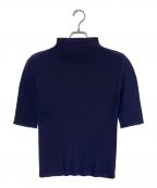 PLEATS PLEASEプリーツプリーズ）の古着「プリーツモックネックTee」｜ネイビー