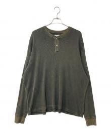KANEMASA PHIL.（カネマサフィル）の古着「18G Garment Dye Waffle ヘンリーサーマルカットソー」｜グリーン