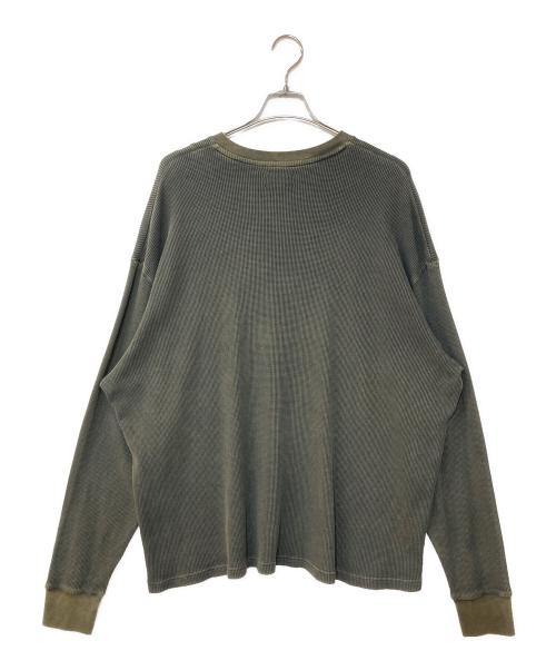 KANEMASA PHIL.（カネマサフィル）KANEMASA PHIL. (カネマサフィル) 18G Garment Dye Waffle ヘンリーサーマルカットソー グリーン サイズ:Mの古着・服飾アイテム