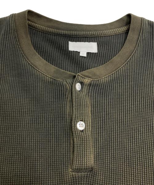 KANEMASA PHIL.（カネマサフィル）KANEMASA PHIL. (カネマサフィル) 18G Garment Dye Waffle ヘンリーサーマルカットソー グリーン サイズ:Mの古着・服飾アイテム