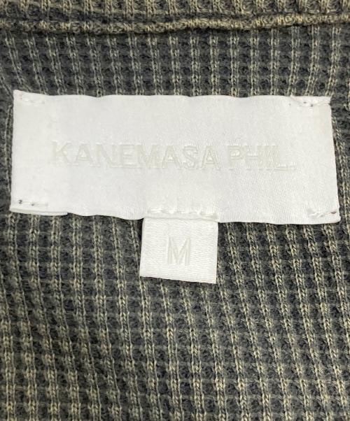 KANEMASA PHIL.（カネマサフィル）KANEMASA PHIL. (カネマサフィル) 18G Garment Dye Waffle ヘンリーサーマルカットソー グリーン サイズ:Mの古着・服飾アイテム