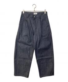 STILL BY HAND（スティルバイハンド）の古着「Deep Tuck Wide Denim Pants ディープタックワイドデニムパンツ」｜ネイビー