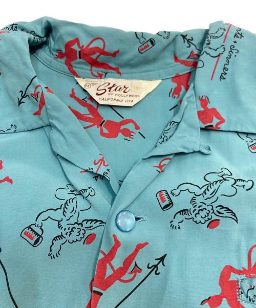 Star OF HOLLYWOOD（スターオブハリウッド）Star OF HOLLYWOOD (スターオブハリウッド) HIGH DENSITY RAYON OPEN SHIRT アロハシャツ ブルー サイズ:Mの古着・服飾アイテム