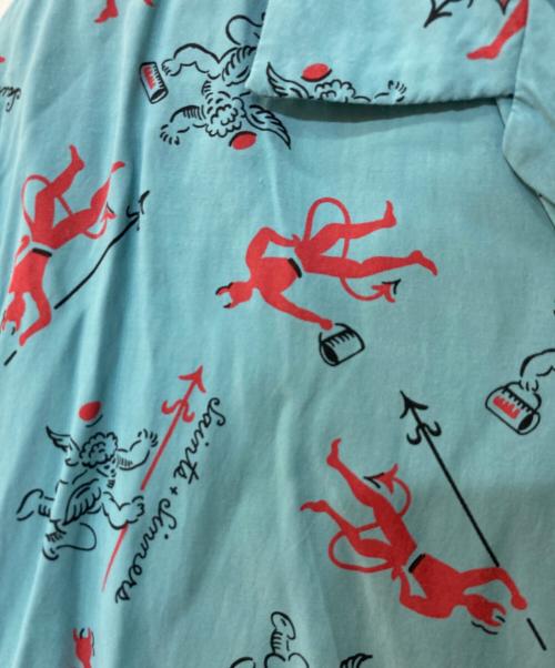 Star OF HOLLYWOOD（スターオブハリウッド）Star OF HOLLYWOOD (スターオブハリウッド) HIGH DENSITY RAYON OPEN SHIRT アロハシャツ ブルー サイズ:Mの古着・服飾アイテム