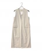 UNITED ARROWSユナイテッドアローズ）の古着「R/PU Vノーカラー ロングベスト」｜ホワイト