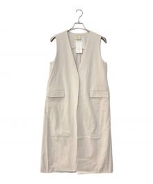 UNITED ARROWS（ユナイテッドアローズ）の古着「R/PU Vノーカラー ロングベスト」｜ホワイト