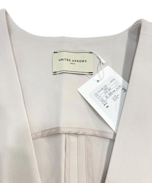 UNITED ARROWS（ユナイテッドアローズ）UNITED ARROWS (ユナイテッドアローズ) R/PU Vノーカラー ロングベスト ホワイト サイズ:記載なしの古着・服飾アイテム