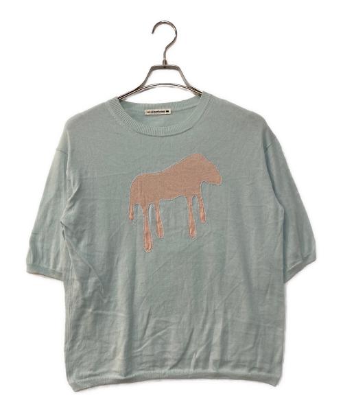 mina perhonen（ミナ ペルホネン）mina perhonen (ミナ ペルホネン) liquide horse s/s knit  ブルー サイズ:38の古着・服飾アイテム
