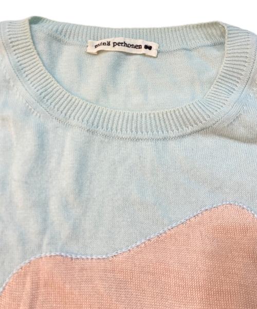 mina perhonen（ミナ ペルホネン）mina perhonen (ミナ ペルホネン) liquide horse s/s knit  ブルー サイズ:38の古着・服飾アイテム