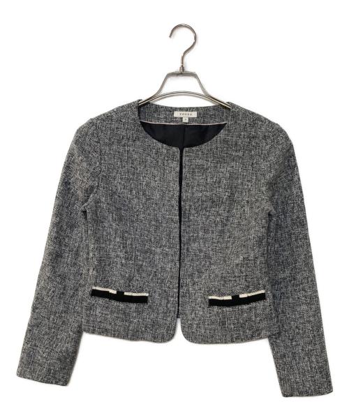 TOCCA（トッカ）TOCCA (トッカ) ノーカラーツイードリボンジャケット グレー サイズ:2の古着・服飾アイテム