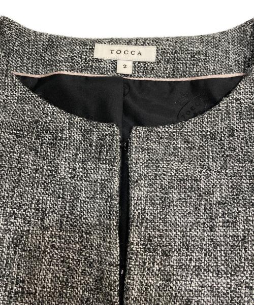 TOCCA（トッカ）TOCCA (トッカ) ノーカラーツイードリボンジャケット グレー サイズ:2の古着・服飾アイテム