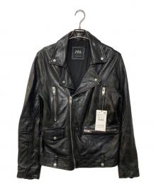 ZARA（ザラ）の古着「シープレザー ダブル ライダースジャケット」｜ブラック