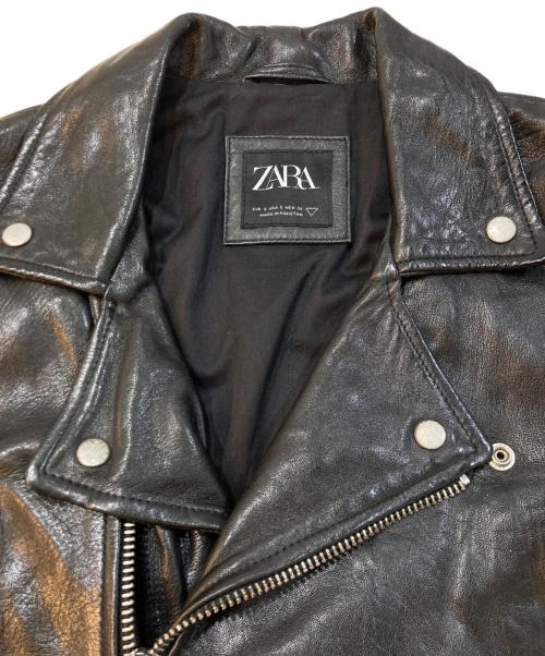 ZARA（ザラ）ZARA (ザラ) シープレザー ダブル ライダースジャケット ブラック サイズ:Sの古着・服飾アイテム