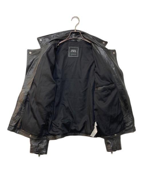 ZARA（ザラ）ZARA (ザラ) シープレザー ダブル ライダースジャケット ブラック サイズ:Sの古着・服飾アイテム