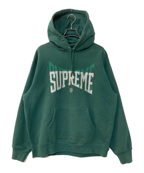 SUPREME（シュプリーム）SUPREME (シュプリーム) Rhinestone Shadow Hooded Sweatshirt ラインストーン シャドウ フーディー スウェットシャツ グリーン サイズ:XLの古着・服飾アイテム
