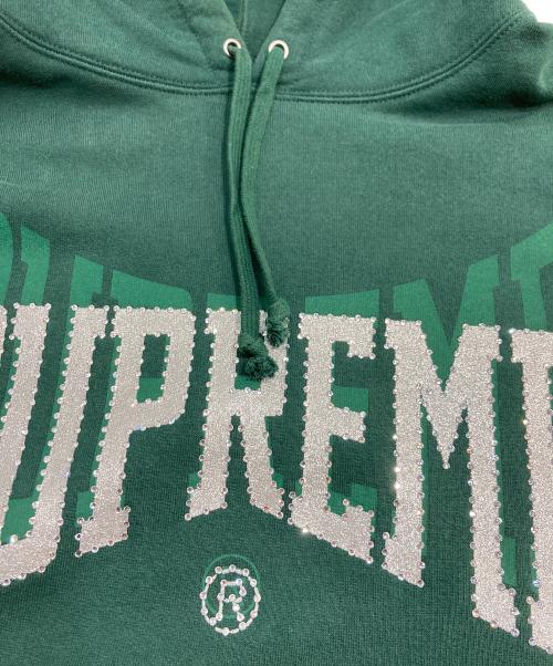 SUPREME（シュプリーム）SUPREME (シュプリーム) Rhinestone Shadow Hooded Sweatshirt ラインストーン シャドウ フーディー スウェットシャツ グリーン サイズ:XLの古着・服飾アイテム