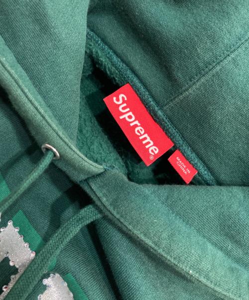 SUPREME（シュプリーム）SUPREME (シュプリーム) Rhinestone Shadow Hooded Sweatshirt ラインストーン シャドウ フーディー スウェットシャツ グリーン サイズ:XLの古着・服飾アイテム