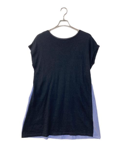 BEARDSLEY（ビアズリー）BEARDSLEY (ビアズリー) スイッチングノースリーブニット ネイビー サイズ:Fの古着・服飾アイテム