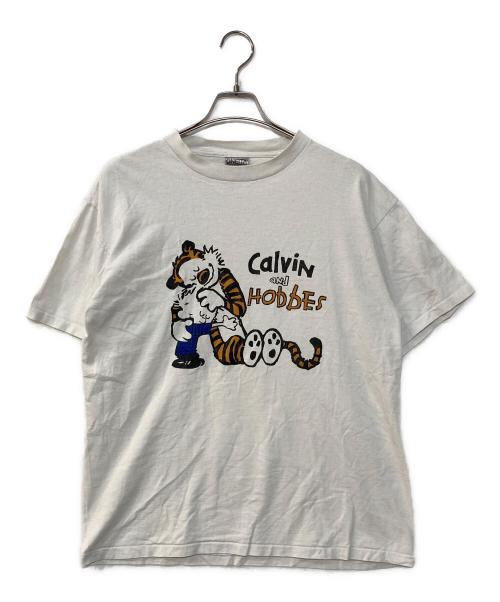 CALVIN AND HOBBES（カルビントホッブス）CALVIN AND HOBBES (カルビントホッブス) USED (ユーズド) 90‘sコミックプリントtee ホワイト サイズ:Lの古着・服飾アイテム
