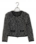 TOCCAトッカ）の古着「ノーカラーツイードジップカーディガン TWEED ZIP CARDIGAN」｜ブラック