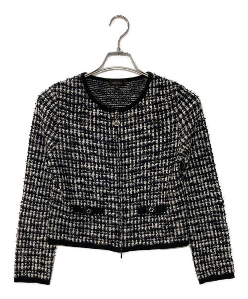 TOCCA（トッカ）TOCCA (トッカ) ノーカラーツイードジップカーディガン TWEED ZIP CARDIGAN ブラック サイズ:Mの古着・服飾アイテム