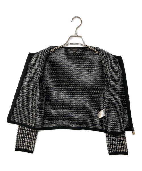 TOCCA（トッカ）TOCCA (トッカ) ノーカラーツイードジップカーディガン TWEED ZIP CARDIGAN ブラック サイズ:Mの古着・服飾アイテム