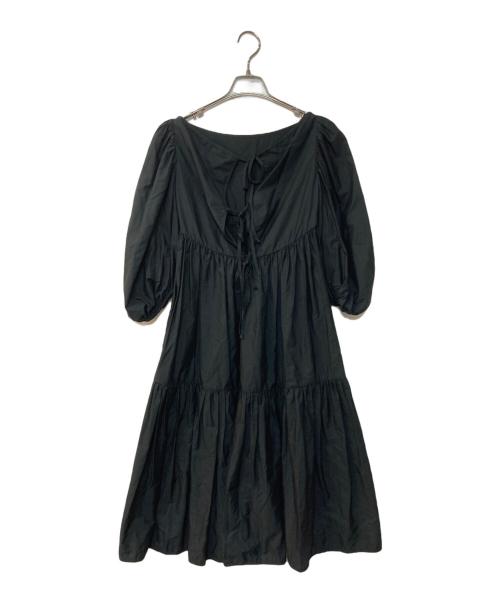 CECILIE BAHNSEN（セシリーバンセン）Cecilie Bahnsen (セシリーバンセン) HELENA GOWN パフスリーブ ギャザーワンピース ブラック サイズ:UK6の古着・服飾アイテム