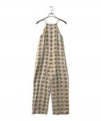 FUMIE=TANAKAフミエタナカ）の古着「チェックキャミサロペット」｜ベージュ