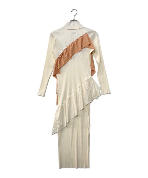 todo kotohayokozawa（トゥードゥー コトハヨコザワ）todo kotohayokozawa (トゥードゥー コトハヨコザワ) アシンメトリー フリル ワンピース アイボリー サイズ:記載なしの古着・服飾アイテム