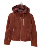 AVIREX Belleアヴィレックス ベル）の古着「ラムスキンフーデッドライダース　RIDERS JACKET 6291013」｜ブラウン