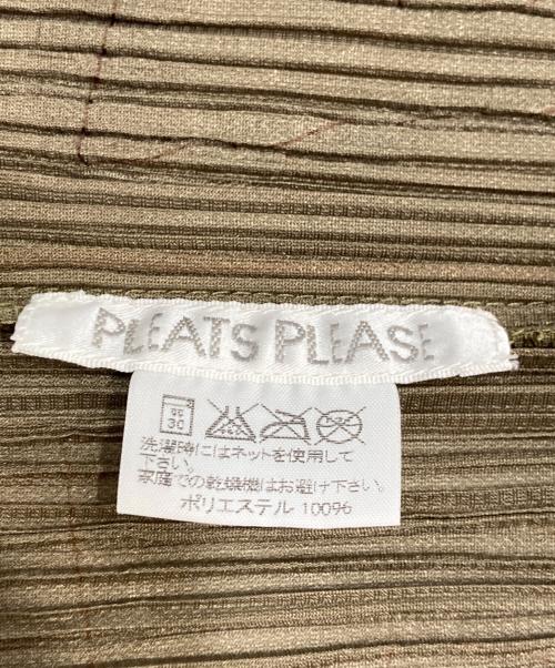 PLEATS PLEASE（プリーツプリーズ）PLEATS PLEASE (プリーツプリーズ) 丸襟幾何学プリーツシャツ グリーン サイズ:3の古着・服飾アイテム