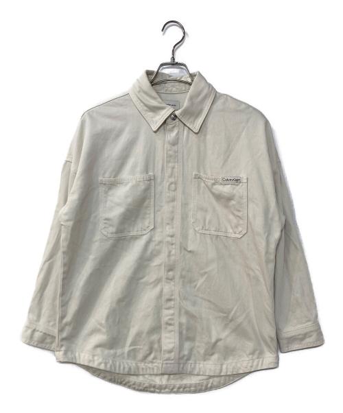 Calvin Klein Jeans（カルバンクラインジーンズ）Calvin Klein Jeans (カルバンクラインジーンズ) スナップボタンデニムシャツ　SNAP BUTTON DENIM SHIRT ホワイト サイズ:2XSの古着・服飾アイテム