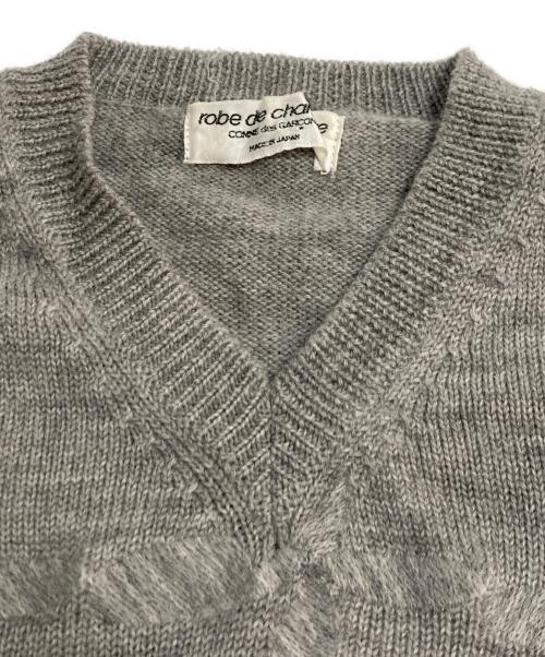 ROBE DE CHAMBRE COMME DES GARCONS（ローブドシャンブル コムデギャルソン）ROBE DE CHAMBRE COMME DES GARCONS (ローブドシャンブル コムデギャルソン) Vネックニット グレー サイズ:表記なしの古着・服飾アイテム