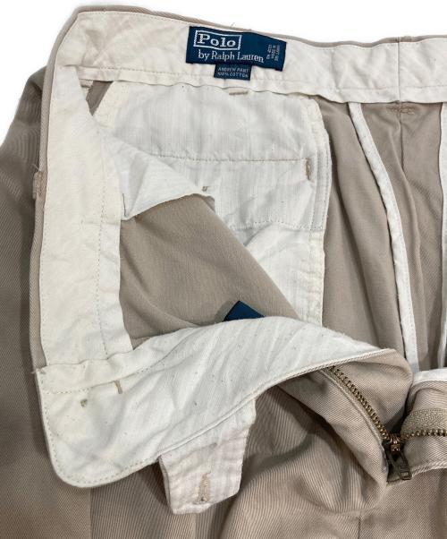 POLO RALPH LAUREN（ポロ・ラルフローレン）POLO RALPH LAUREN (ポロ・ラルフローレン) 2タックパンツ　TWO TUCK WIDE PANTS　ポロチノ　チノパンツ ベージュ サイズ:34の古着・服飾アイテム