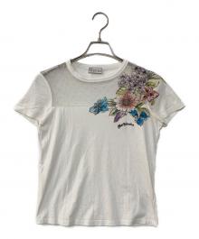 RED VALENTINO（レッドヴァレンティノ）の古着「フラワープリント レース切替 Tシャツ」｜ホワイト