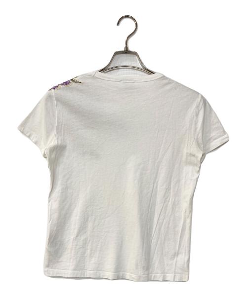 RED VALENTINO（レッドヴァレンティノ）RED VALENTINO (レッドヴァレンティノ) フラワープリント レース切替 Tシャツ ホワイト サイズ:Sの古着・服飾アイテム