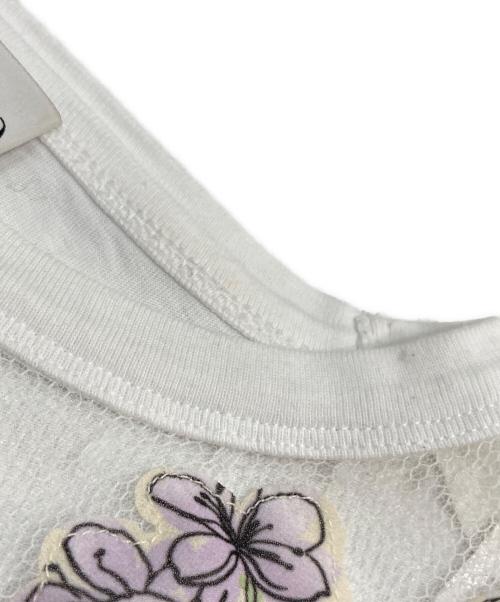 RED VALENTINO（レッドヴァレンティノ）RED VALENTINO (レッドヴァレンティノ) フラワープリント レース切替 Tシャツ ホワイト サイズ:Sの古着・服飾アイテム