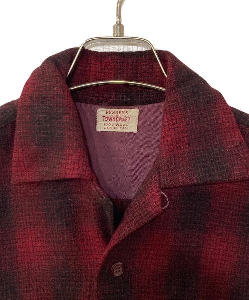 TOWN CRAFT（タウンクラフト）TOWN CRAFT (タウンクラフト) 50‐60S オープンカラーシャツ レッド サイズ:記載なしの古着・服飾アイテム